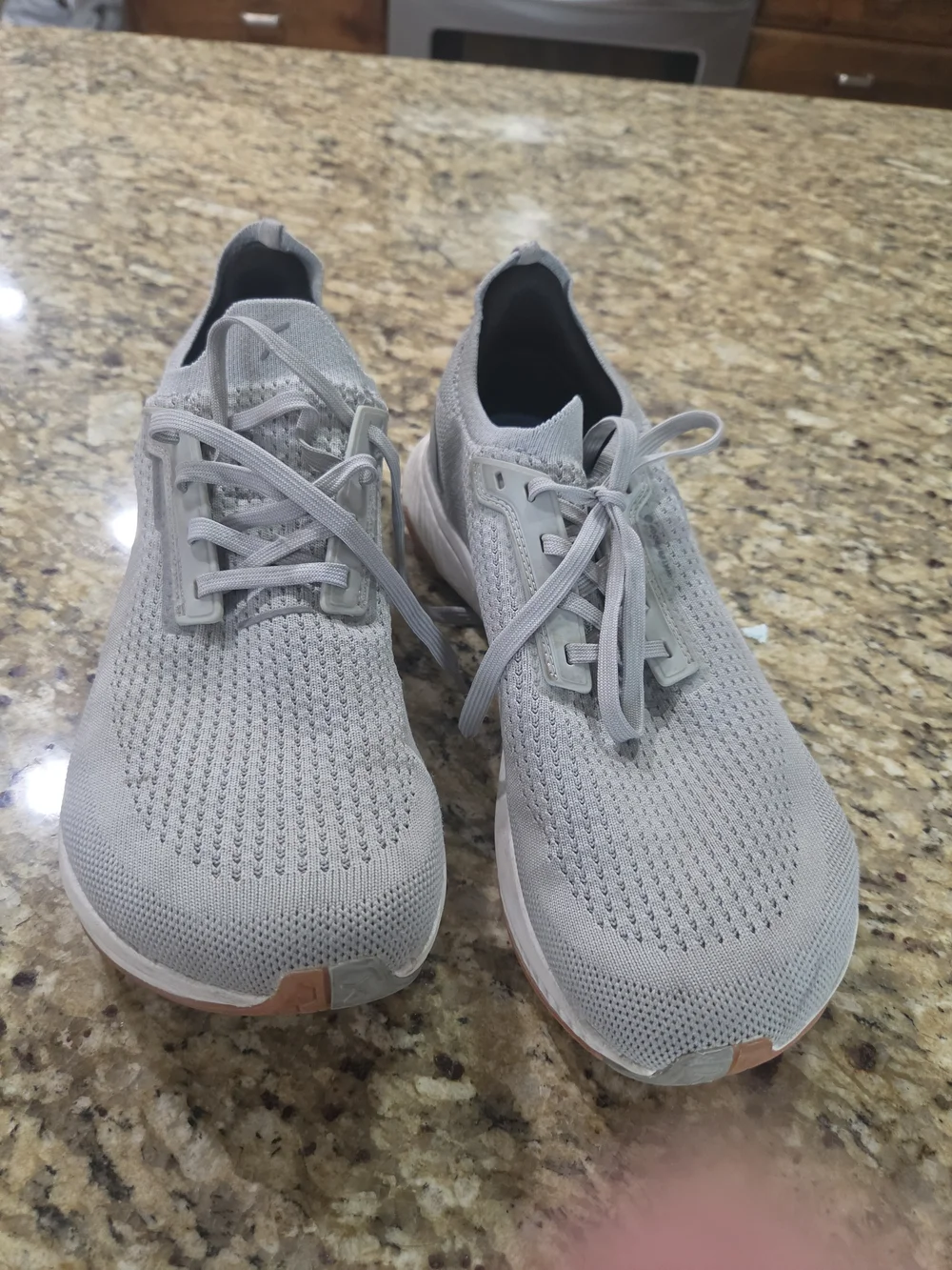Men's FLUX Knit Sneakers - Light Gray with Tan Accents WATERPROOF